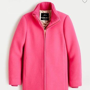 J. Crew Lodge Coat in Italian Stadium-Cloth Wool, Pink (Size 6P)